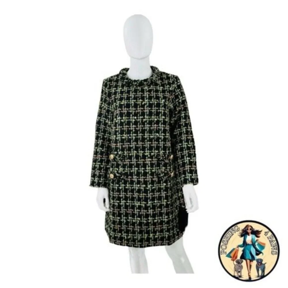 Tuckernuck NEW Holly Tinsel Tweed Long Sleeve Retro Black Jackie Dress Size S - Picture 5 of 14